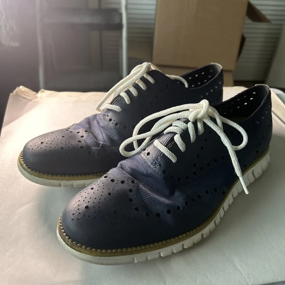 Cole Haan ZeroGrand Wingtip Oxfords Mens 9M Navy Blue C14318 Dress Sneakers